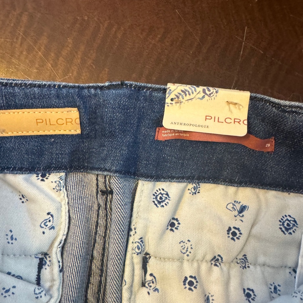 Pilcro Dark Blue Denim Jeans with Light Blue Floral Lining